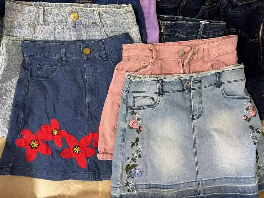 Boutique Second Hand  denim skirt used clothes jeans skirt A  grade   VIP bale Korea style  summer tops ladies used dress