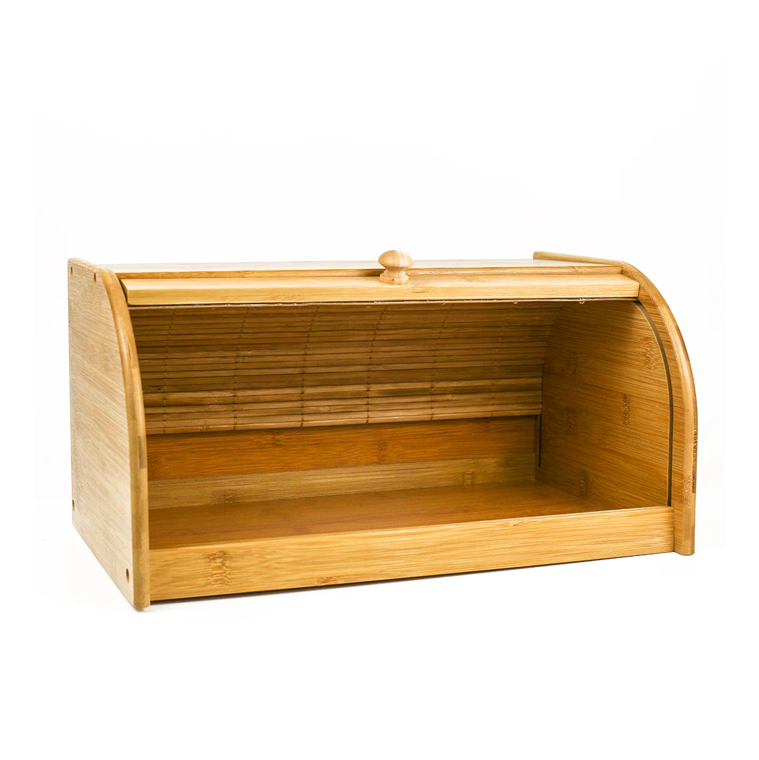 Large Capacity Bamboo Bread Box Roll Top and Removable Layer Food Storage Container Bamboo Storage Holder