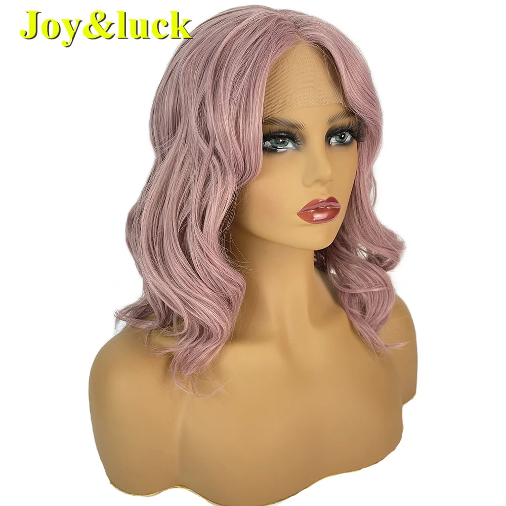 Wholesale Price Lacefront Wig For Women Daily Life Side Part Natural Short Deep Curl Brown Lace Front Synthetic Ladies Hair Wigs