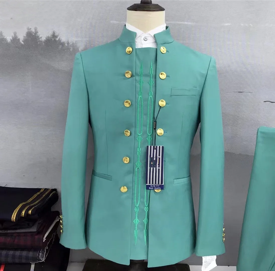 Ready to Ship White Embroidered Men Suits Fashion Wedding Business Party 2 Piece Suit Set for Men Tuxedo Suits