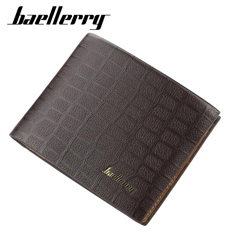 Baellerry Vintage Crocodile Pattern Card Wallet Simple Male Short Purse