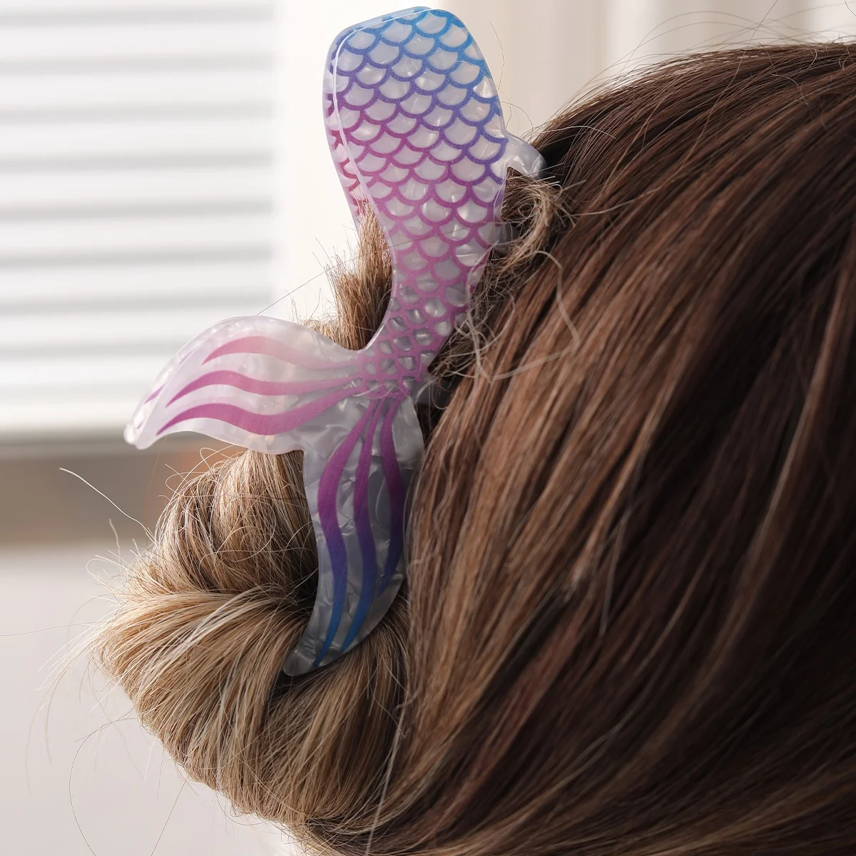 personalized summer acrylic simple design large hair clip fish tail hair claw clip for women luxury