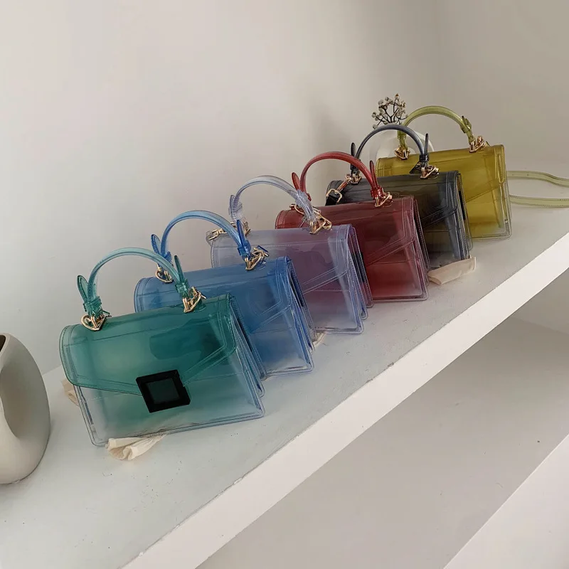 
TS9155 2020 New Fashionable Style Ladies Handbag Transparent Pvc Jelly Shoulder Hand Bag Clear Purses For Women 