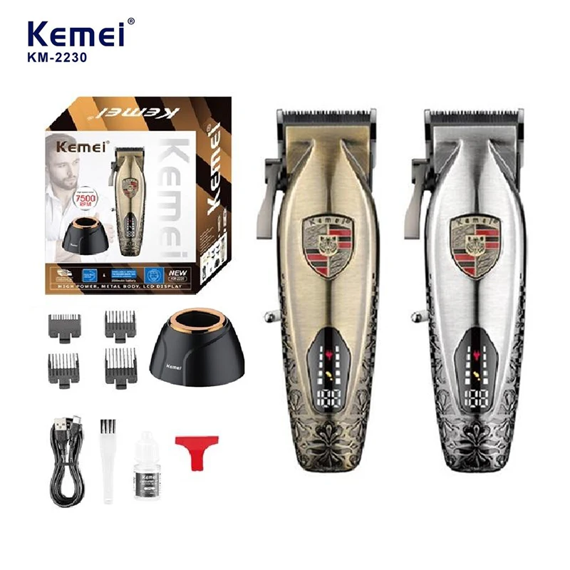Kemei KM-2230 Rechargeable Professional Electric Hair Clipper Salon Series Barber Trimmer Men Cordless Hair Clippers