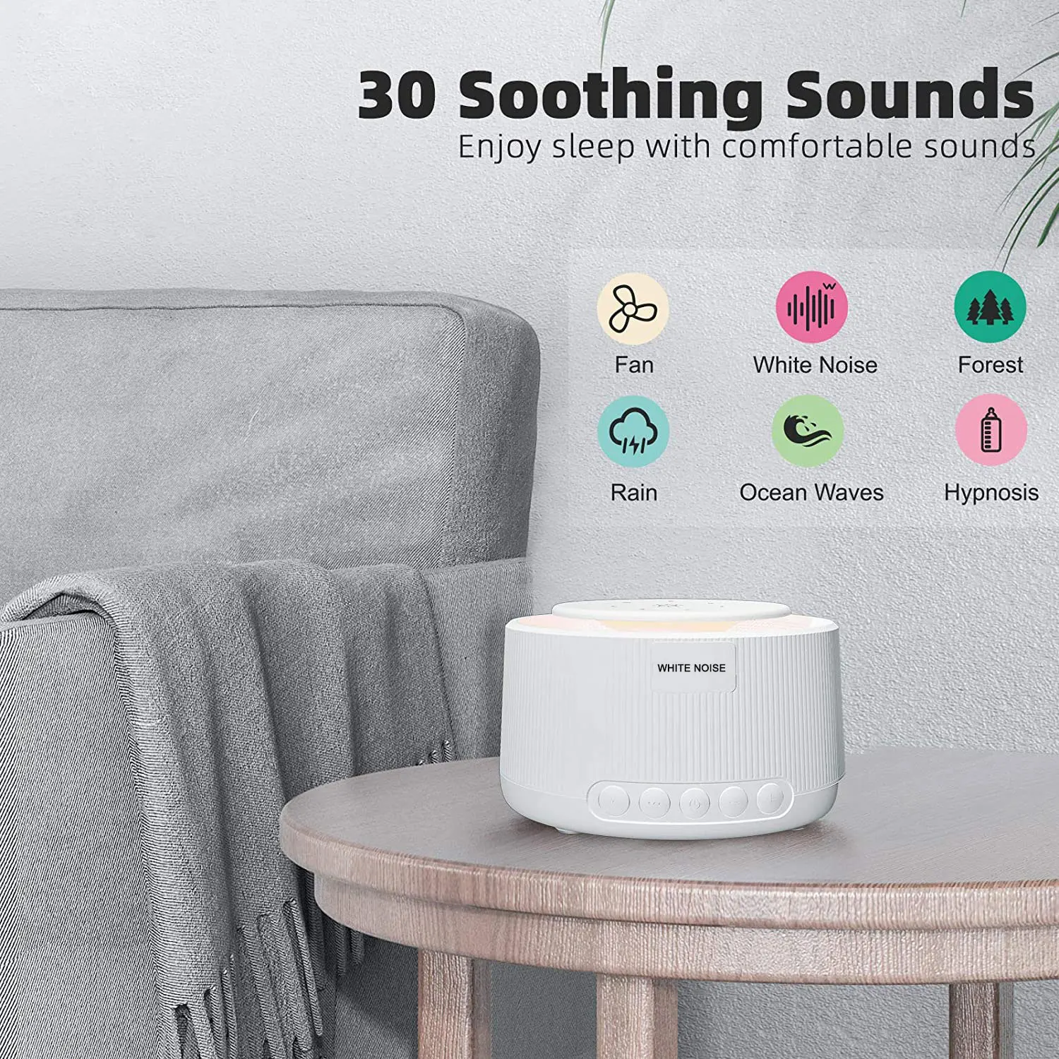 Sleep Aid Device Therapy White Noise Sound Generator Portable Sleeping Sound Machine for Home Office Baby Travel