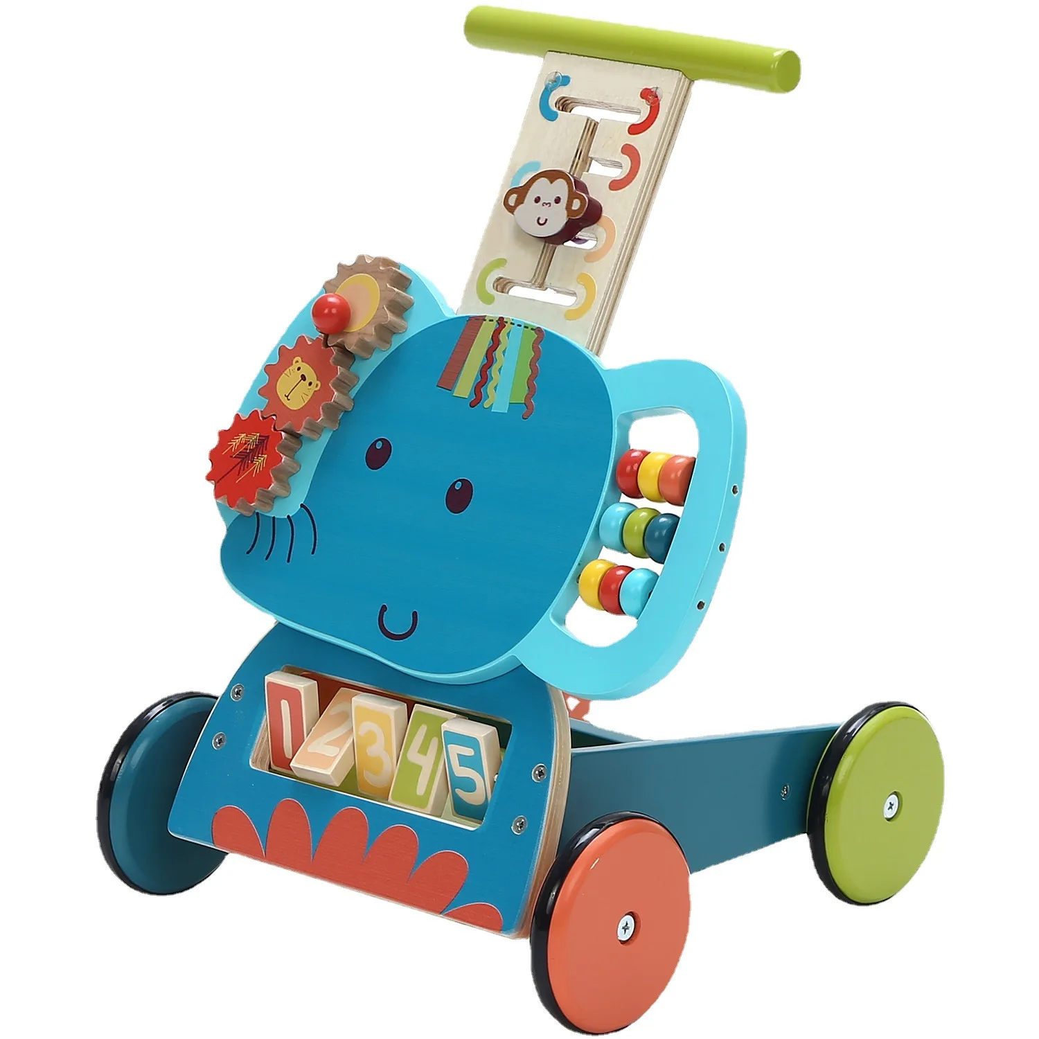 Wooden Baby Walker Educational Children Toys Baby Activity Lion Push Toy Cart Walker