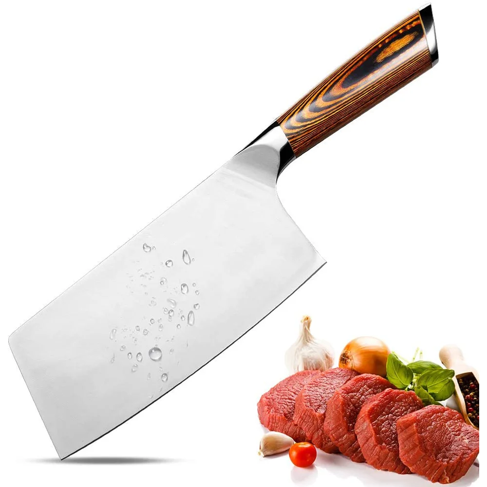 Heavy Duty Chinese Meat Cleaver Knives German High Carbon Stainless Steel Professional Chef Kitchen Chopper Bones Butcher Knife