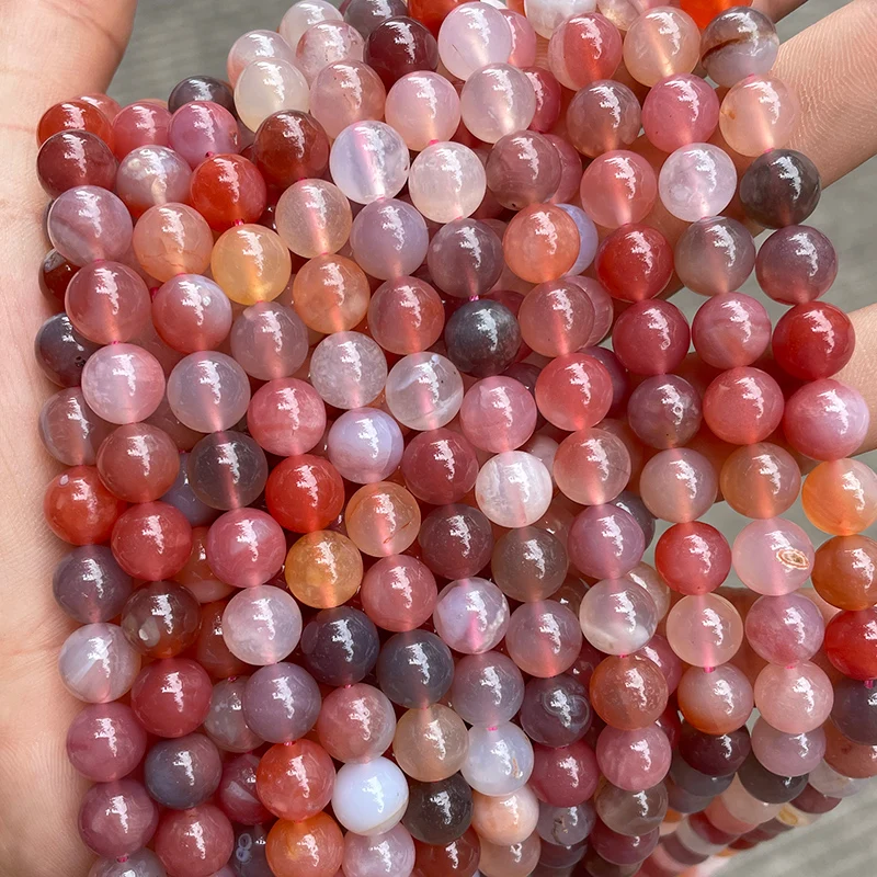 Round Natural Yanyuan Agate Stone Beads 6mm 8mm Loose Gemstone Beads For Jewelry Making