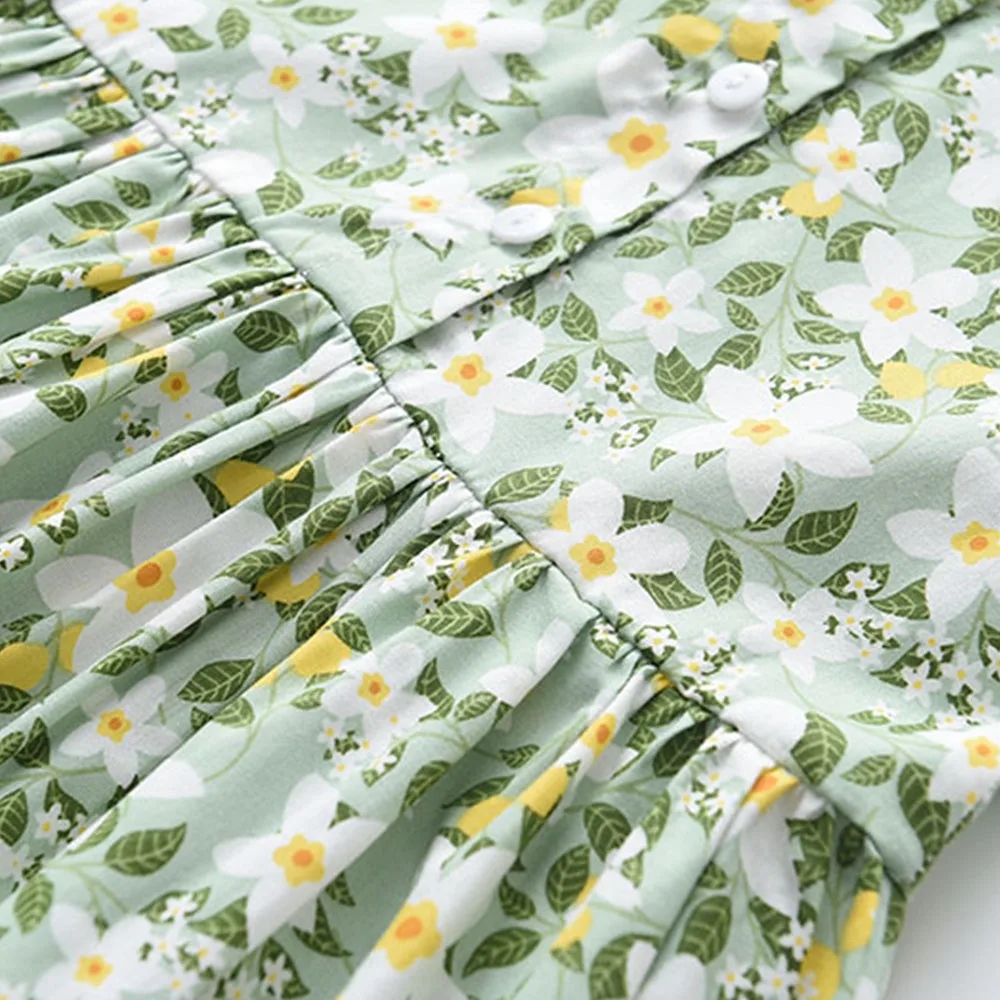 Bear Leader Girls Casual Dresses 2022 New Summer Kids Baby Flowers Print Costumes Floral Party Birthday Princess Vestidos 2-6Y