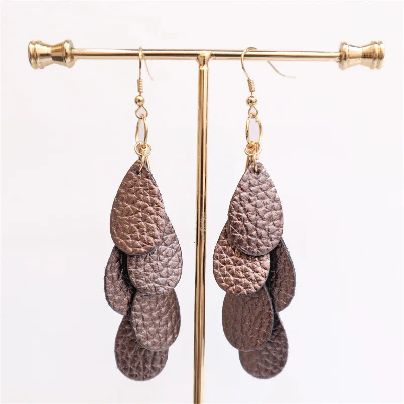 Holiday Pieces Women Jewelry Sets Sold In Lots Designer Vegan Making  Supplies Multi-Layer Water Droplets Leather Earrings