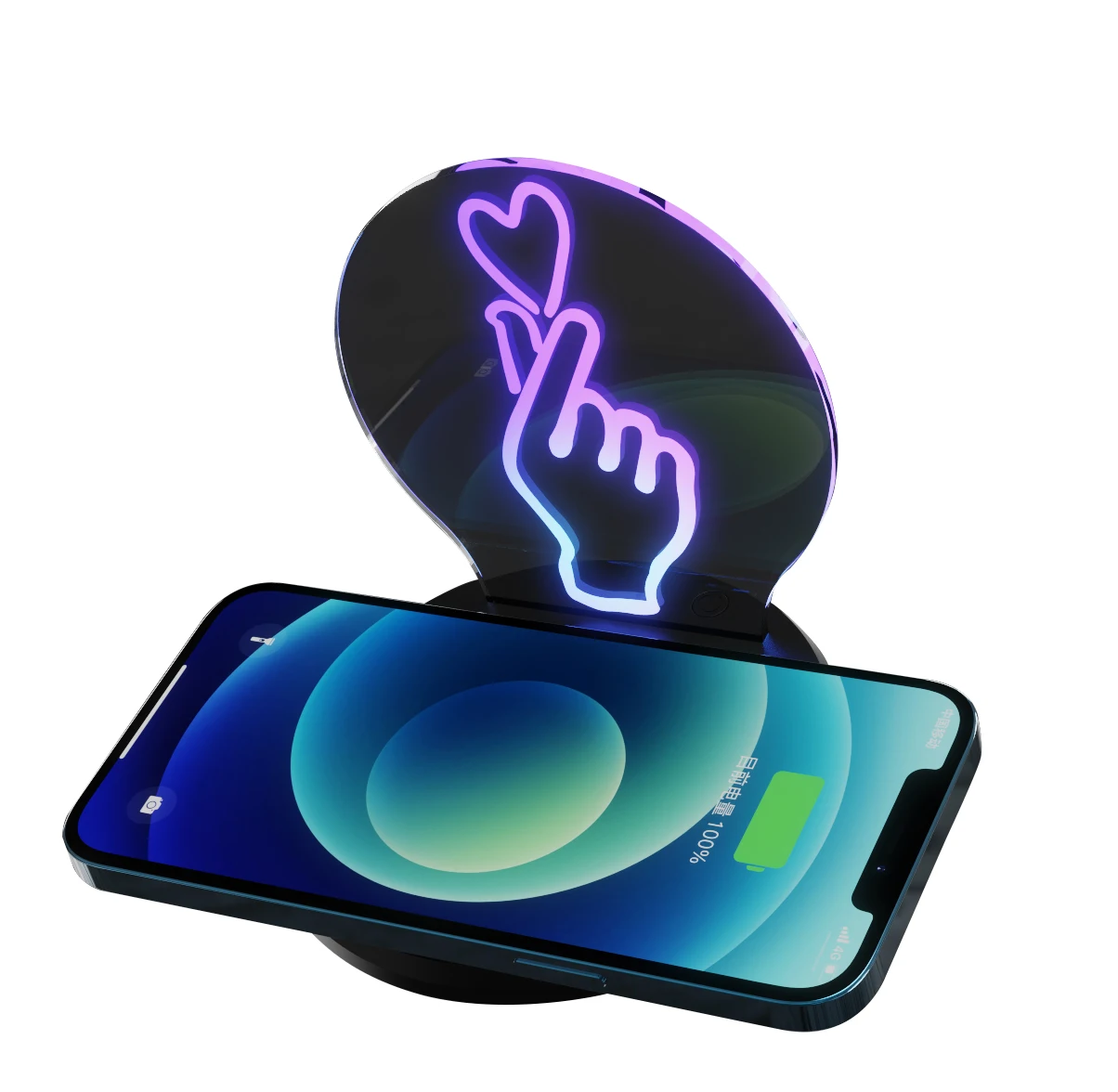 New Custom Pattern Promotion 3D Art 7 Colors RGB LED Light 15W Qi Fast Multi Wireless Charger Pad Phone Holder With Night Light