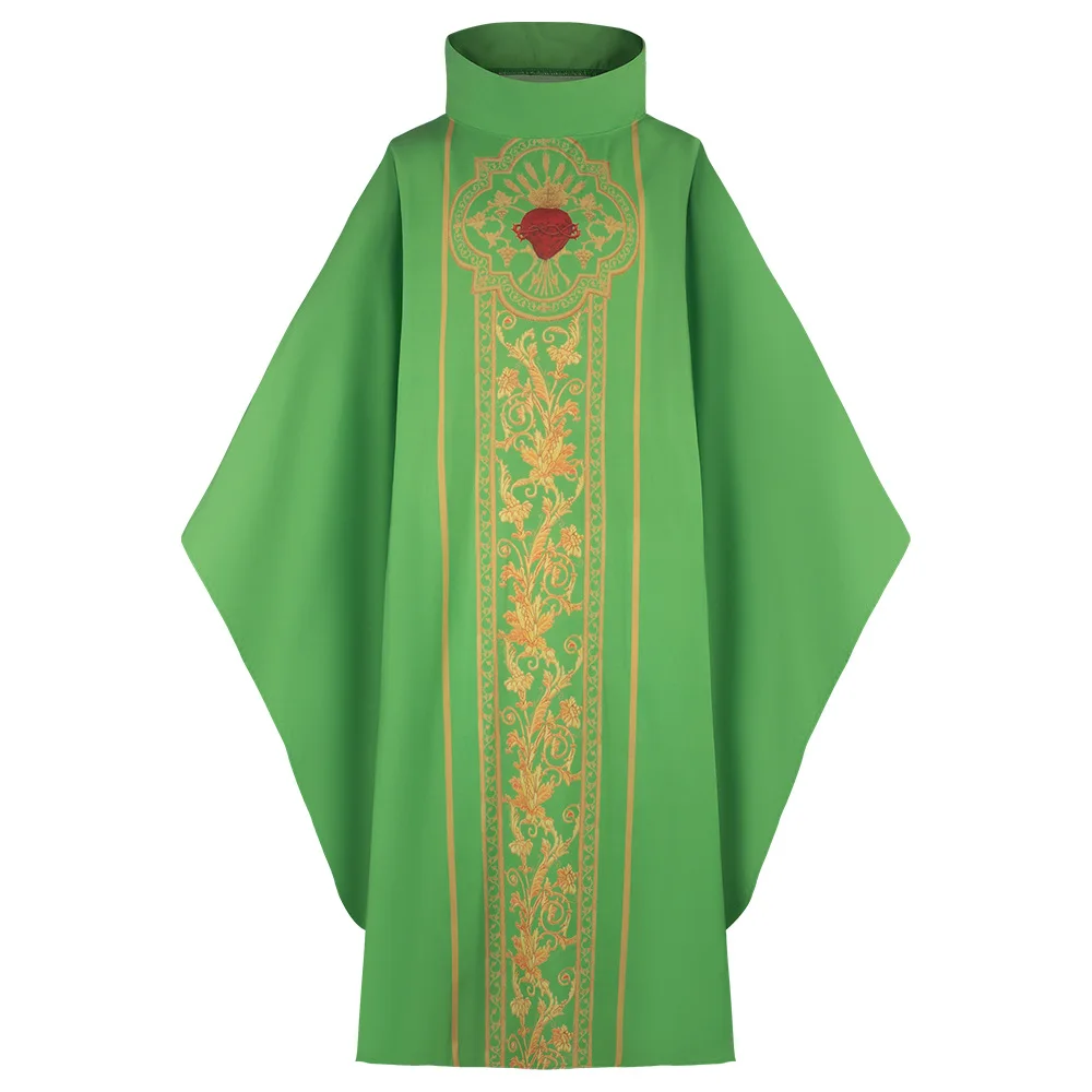 Printed Church Pastor Celebrant Chasuble Priest Vintage Robe Gown Cape Cassock Vestment White Red Green Purple custom order