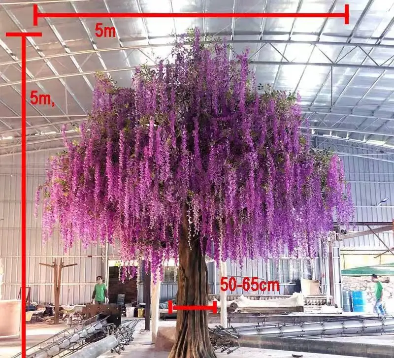 Artificial Silk Wisteria Blossom Tree Large Purple Flower Tree For Wedding Decoration Artificial Wisteria Tree
