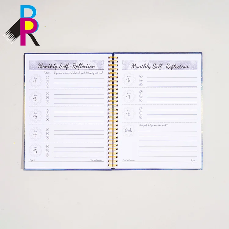 Your own design oem printing hardcover spiral notebooks customizable journals