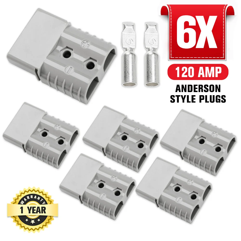 FIERYRED 6PCS 125A High Current Gray Anderson Powerpole Style Power Connector Plug