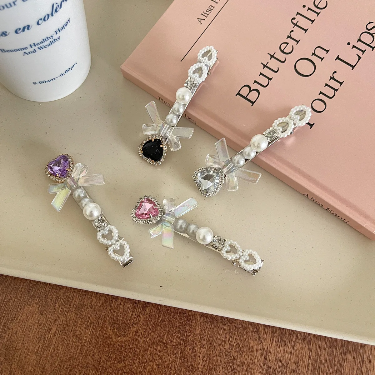 YANYE 4Colors Y2K Spice Girl Bowknot Heart Rhinestone Pearl Girl Baby Hair Accessories Hairpin Hair Clip