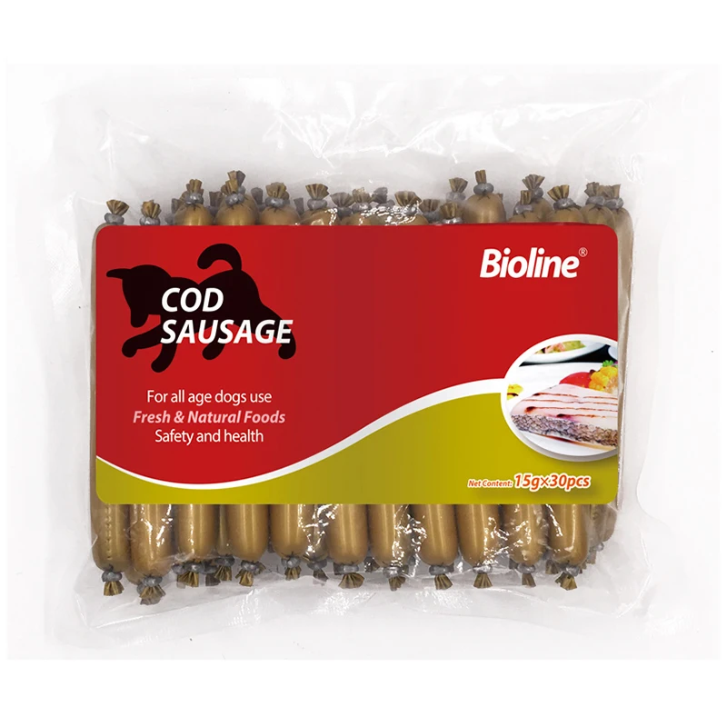 Высокобелковая колбаса корм для собак треска ветчина домашних животных Заводские натуральные лакомства