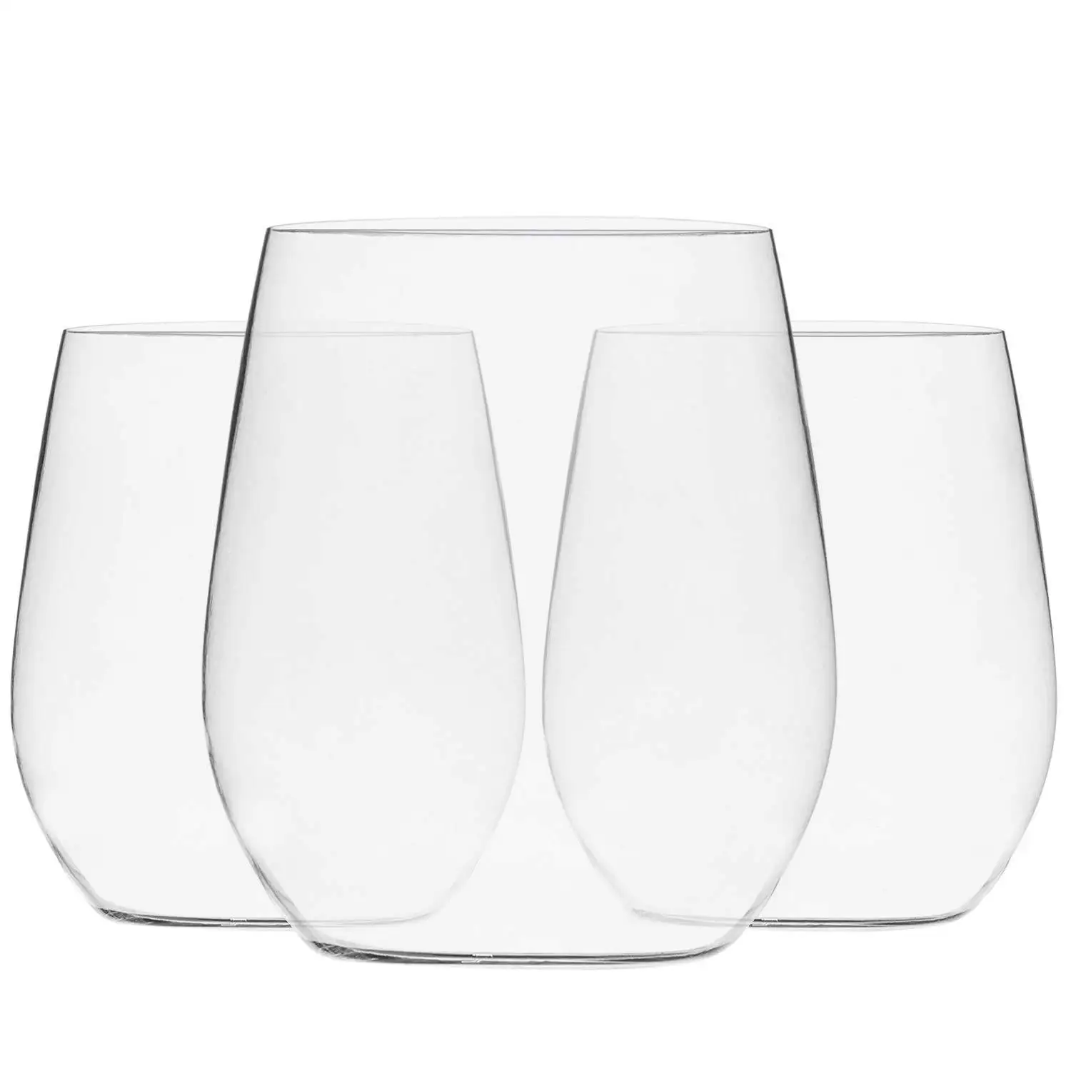 BST 12oz egg-shaped unbreakable cup clear hard plastic reusable stemless wine glasses with logo for wedding