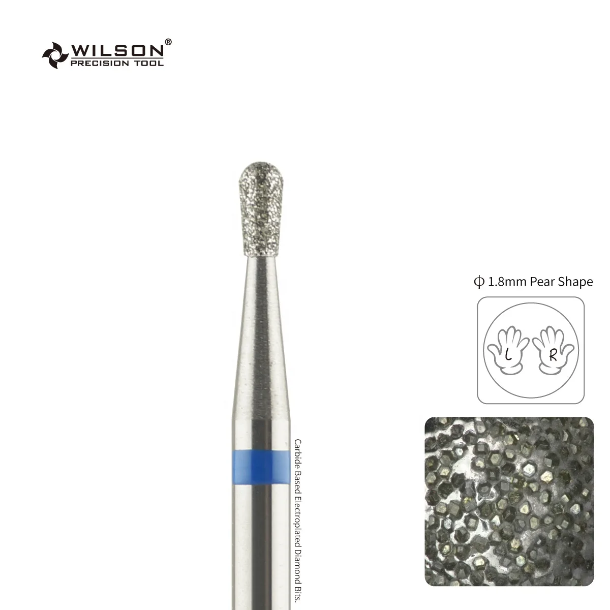 1.8mm Pear Shape High-Precision Nail Beauty Bit with 3.5mm Flute Length for Nail Shaping Manicure Salon Equipment with Low Noise