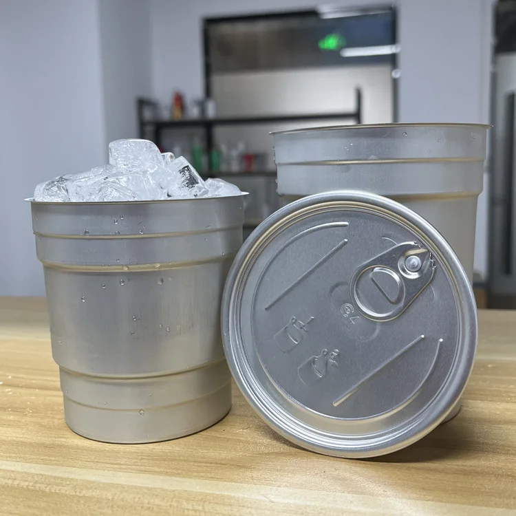 100% Recycledportable Sturdy Disposable Company Promotion Gifts Aluminum Cup Custom Logo Metal Cup With Lid