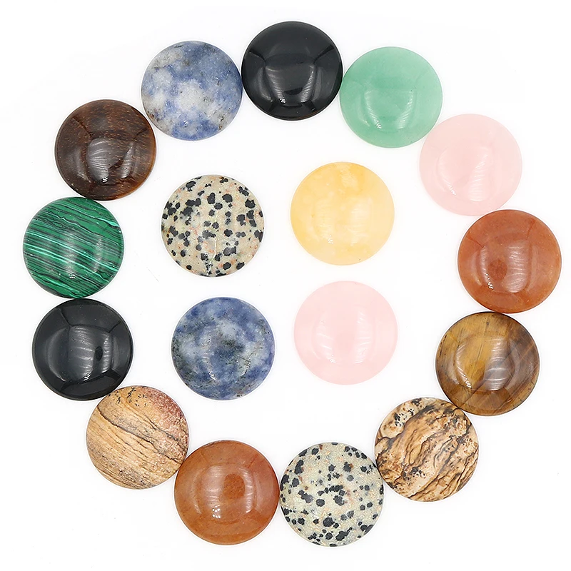 Natural  Cabochon 25mm crystal quartz stone bead round flat back cabochon stone for jewelry making