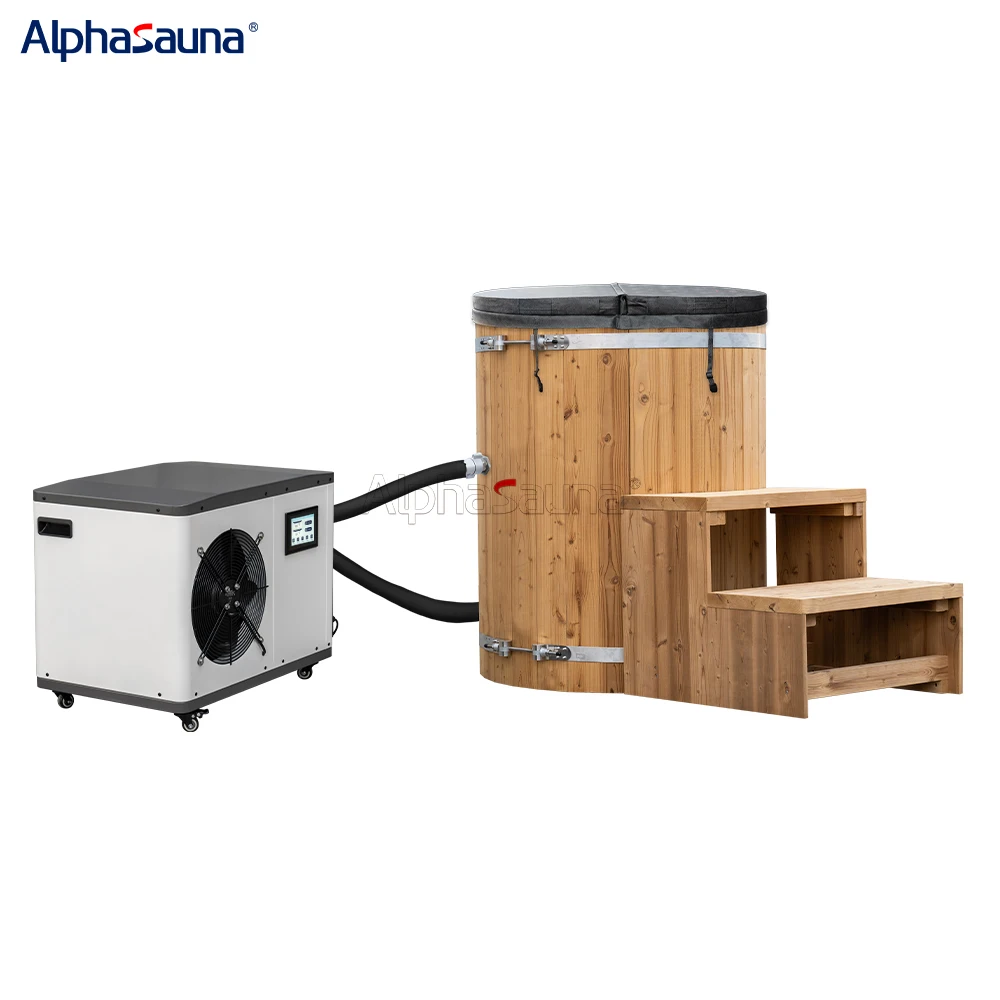 For Sports/Athlete/Fitness Recovery Portable Wood Cold Plunge Tub With  Fiberglass liner Home Cold Spa Chiller Optional