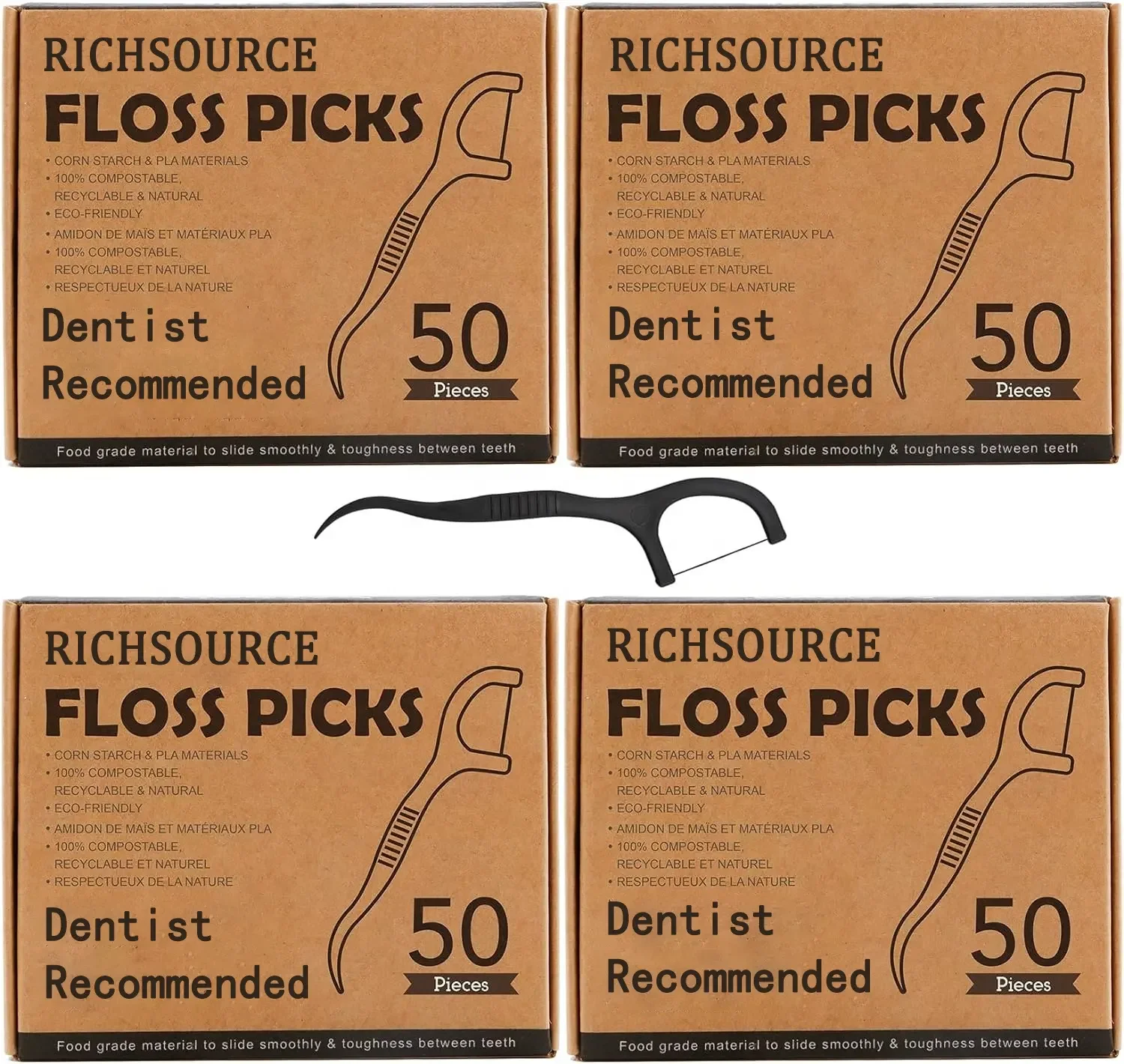 Biodegradable Dental Floss Picks 300 Mint PTFE Bamboo Tooth Pickers Oral Teeth Cleaning Travel-friendly Plastic Teeth Flossers