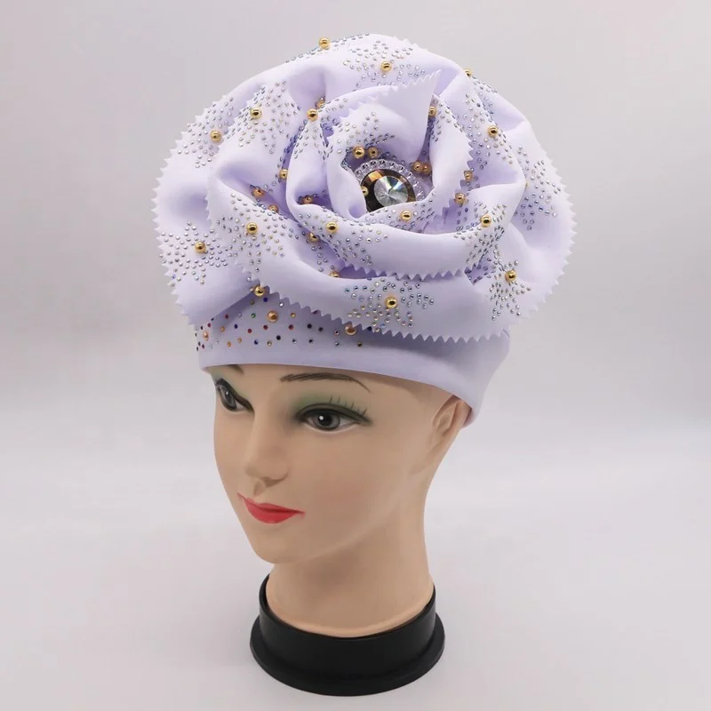 A619 Wholesale Knotted Polyester Muslim Indian Hat Plain Bonnet Chemo Sleep Cap Women Hair Turban