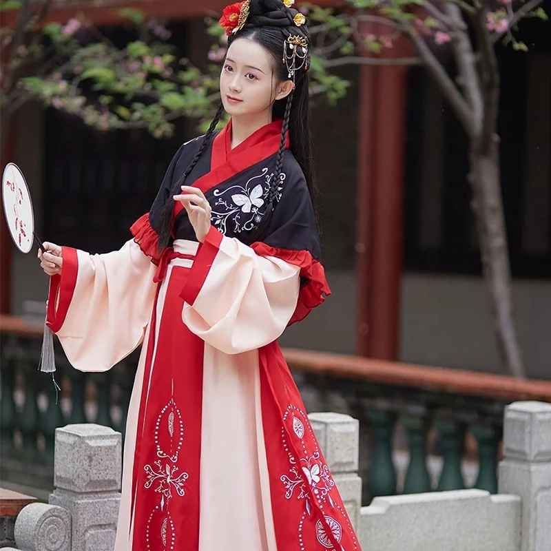 Wholesale Ancient Long-Sleeved Embroidery National Dress Adult Women Hanfu Chinese traditional