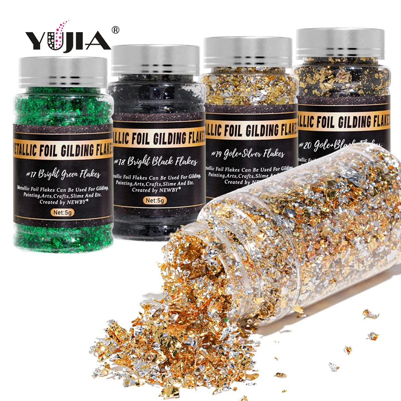 Nail Aurora color foil gold silver color broken color foil nail  fireworks foil nail laser 5g bottle