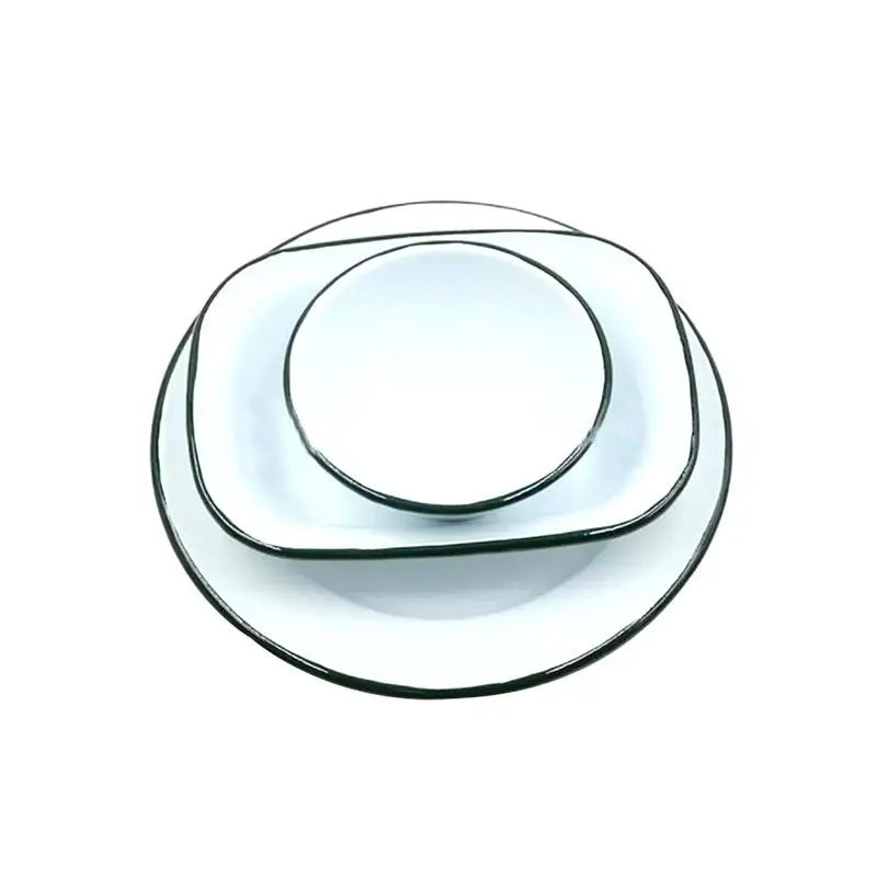 Wholesale qualified customized nordic black printed deep steel metal butter enamel tin dishes