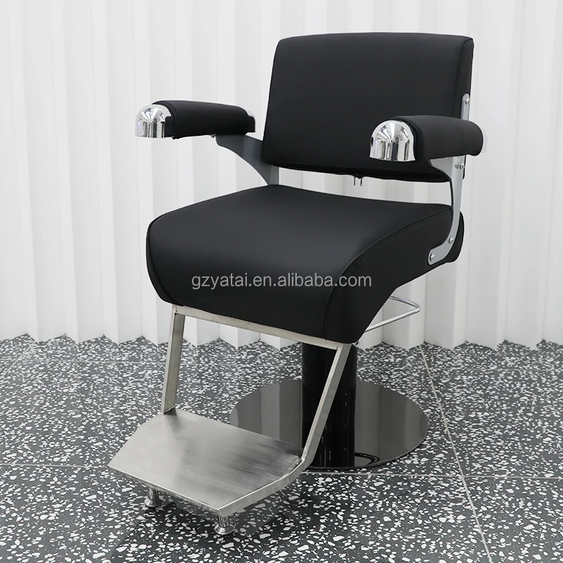 YATAI Stainless Steel Black Metal Barber Chair Synthetic Leather Rotating Lifting Armchair Salon Furniture Living Room