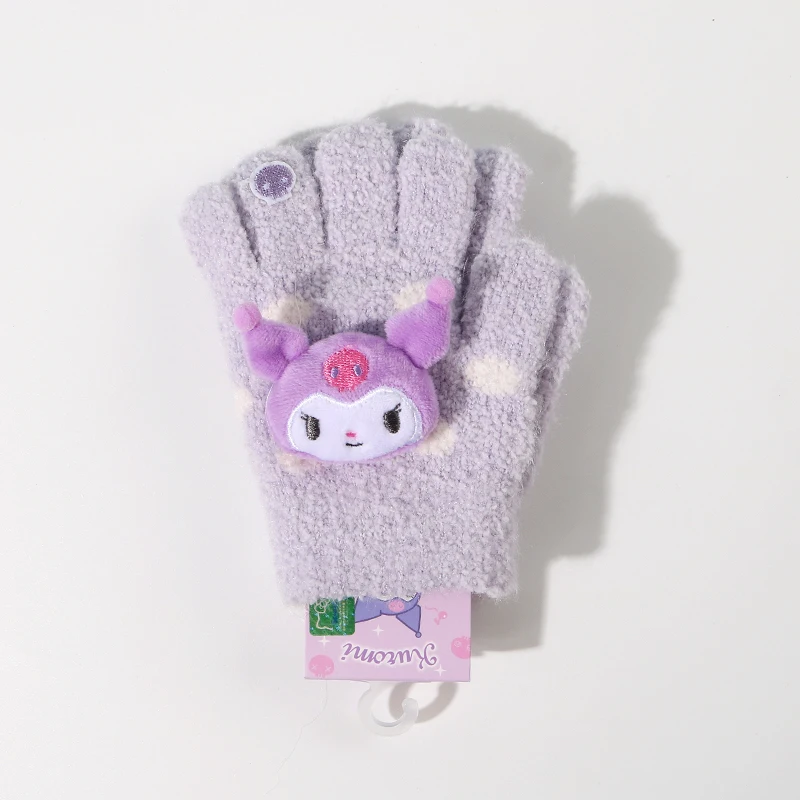 Sanrios Kuromi Cinnamoroll моя мелодия полакко Мультяшные милые гранулированные ворсовые перчатки Kawaii зимние термоперчатки взрослые дети