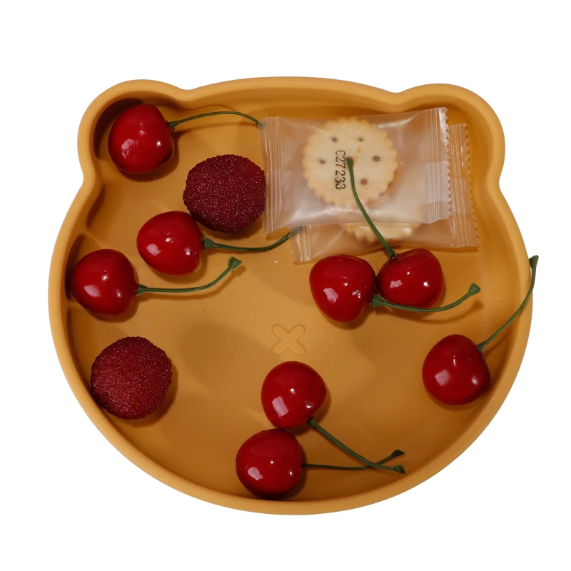 Kids Suction Plate Bowl Bib Learning Cup Toddler Independent Feeding Training Soft Spoon Fork Dish Bear Feeding Set