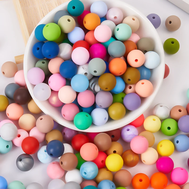 hot selling products 2024 customization fashion jewelry beaded earringsbracelets bangles silicone baby teething beads Non Toxic