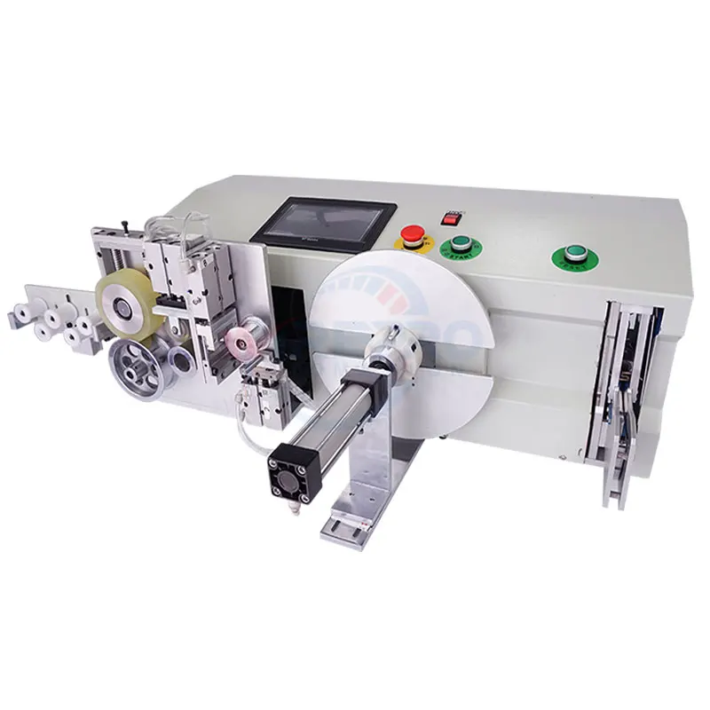 HB-M01 Full automatic tube cable wire measuring cutting spool rewind coil winding bundling tying machine