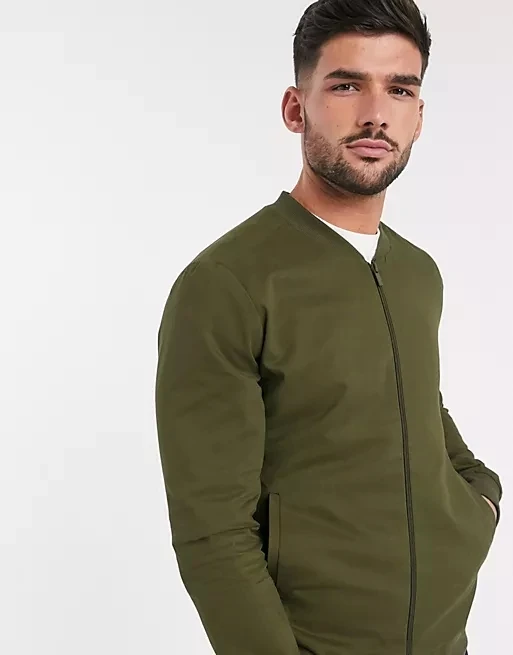 Spring Antumn men bomber jacket with polyester fabric and customize color