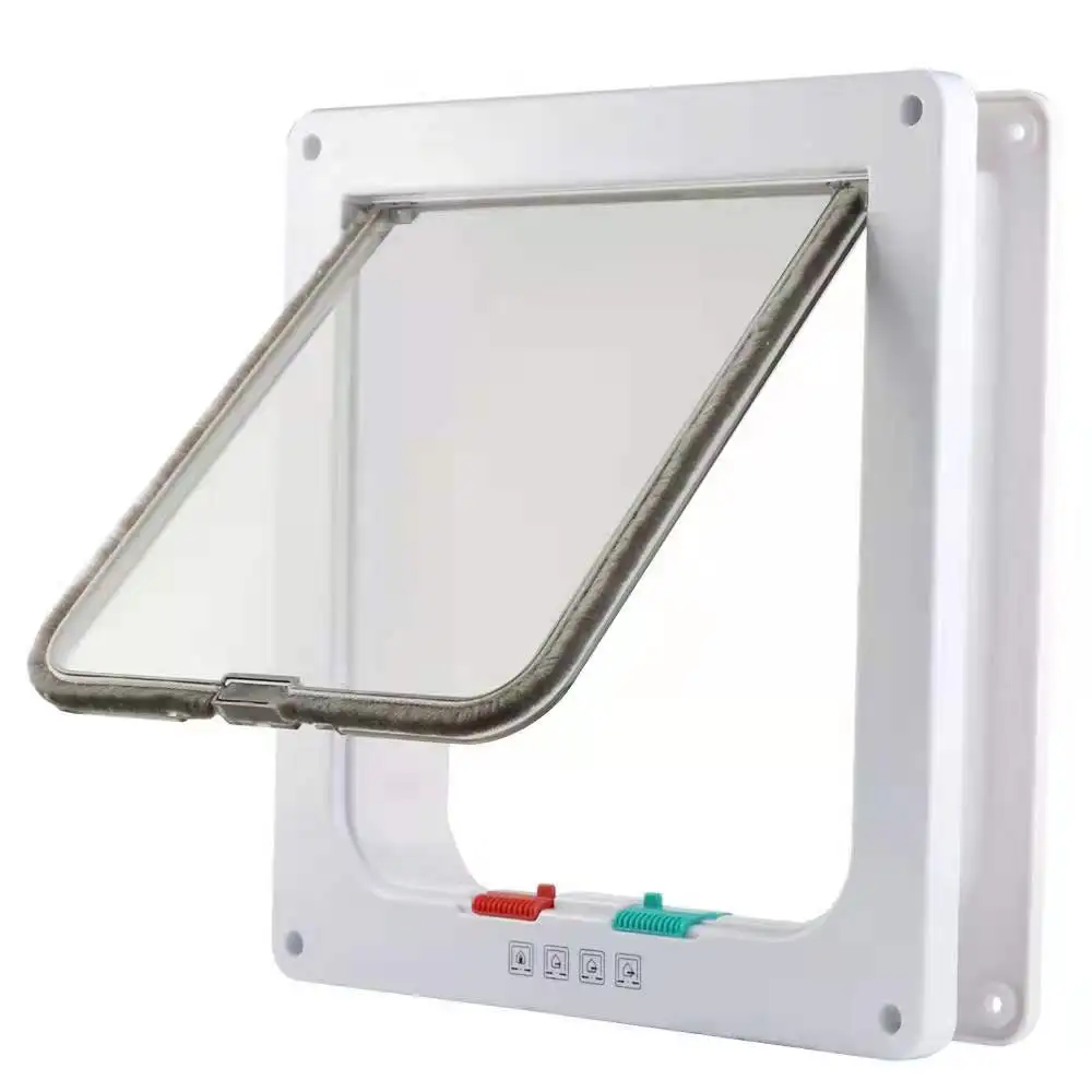 4 Way Locking Cat Flap Door for Interior Exterior Doors Suitable for Window and Wall Cat Free Access Cat Flap Door