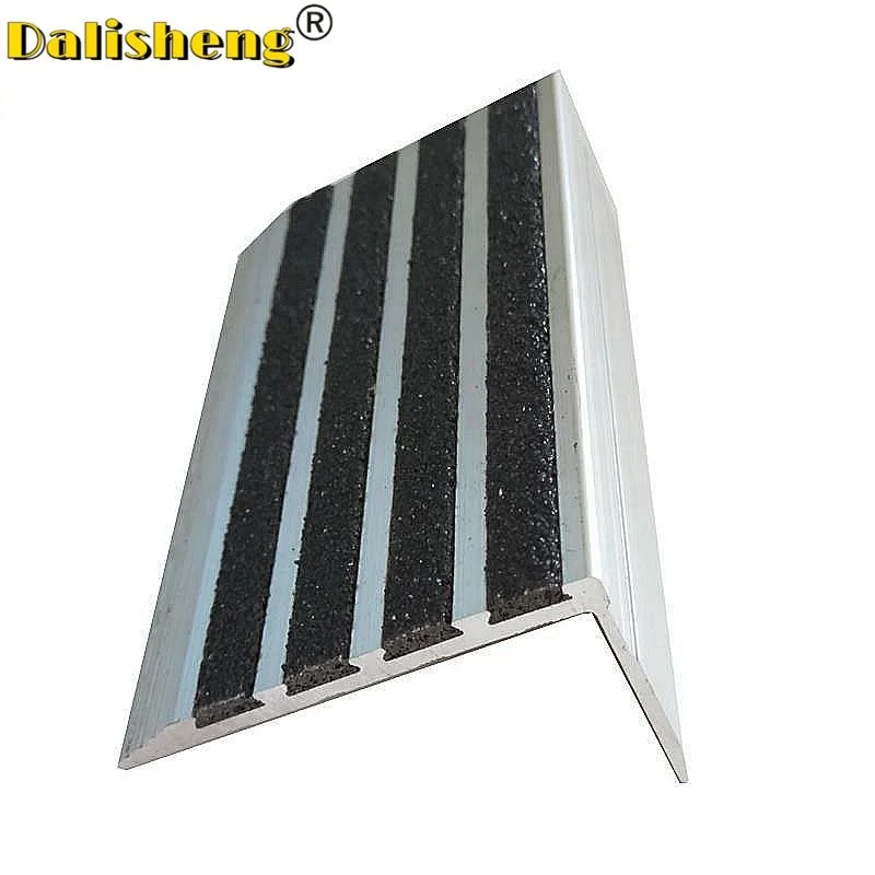 Carborundum Anti slip Aluminum Stair Nosing strip for safety luminescent Bull Nose black yellow tile trim edge