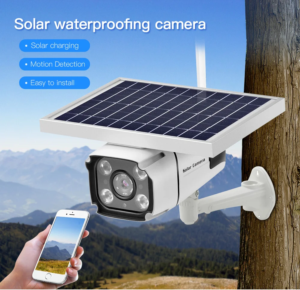 1080P Solar IP Camera 2MP Wireless Wi-fi Security Surveillance Waterproof Outdoor Camera IR Night Vision Solar Power HD Camera