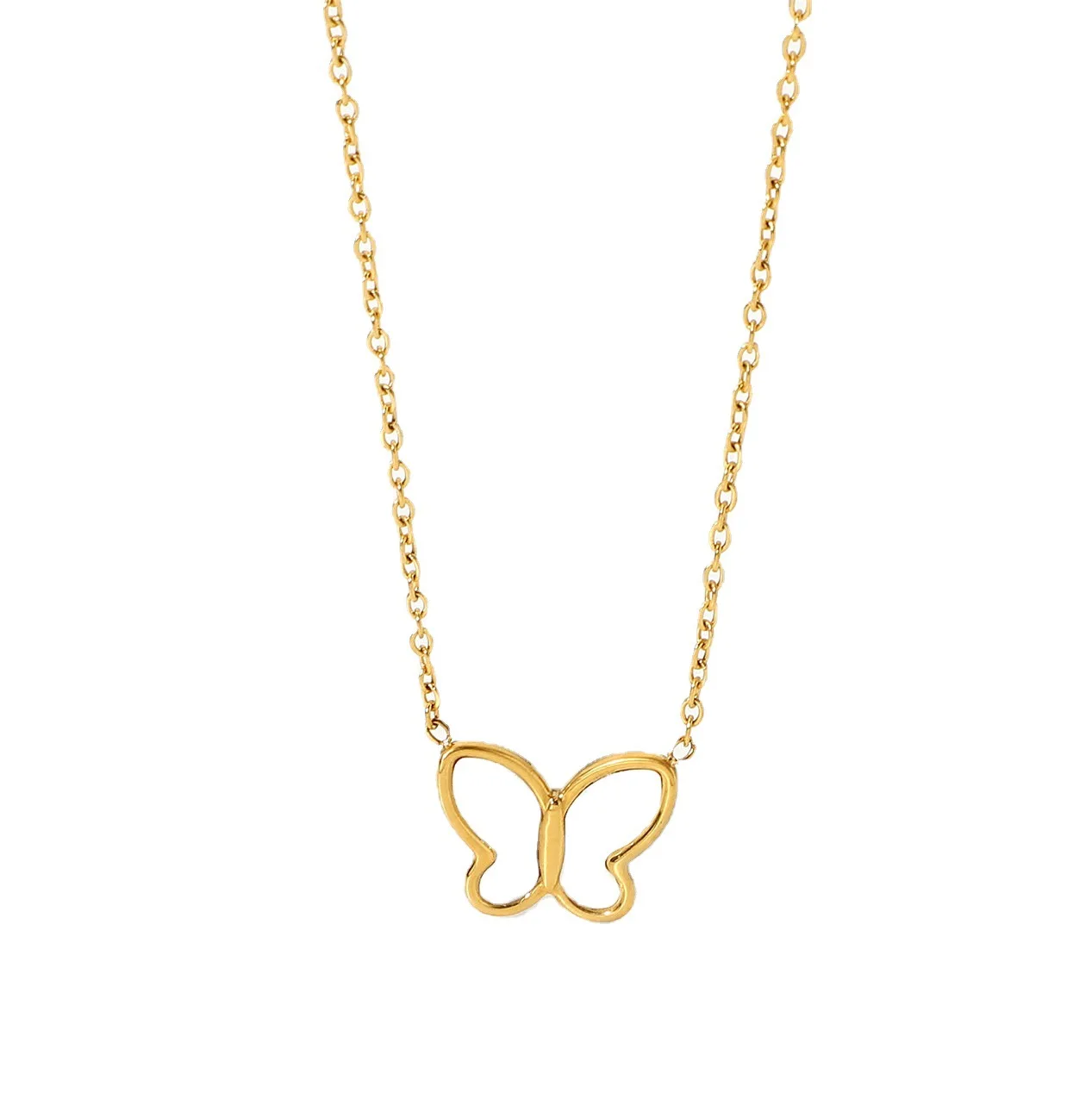 2022 Europe and America 14K golden white shellfish butterfly gold chain necklace for ladies