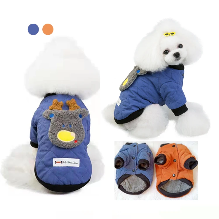 Hot Selling Dog Christmas Costume Pet Jacket Coat Fashion Luxury Outfits Elk Design Fleece Lining For Winter Use Dog Accessories