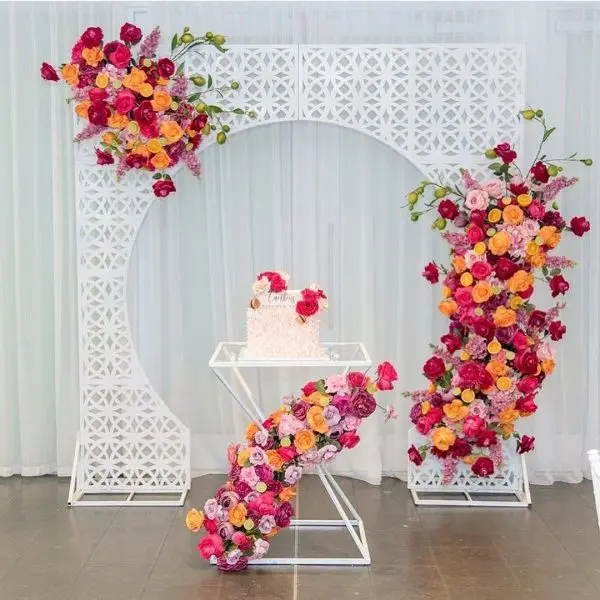 D-BAL001 New artificial real touch flower arrangement latex rose flower for wedding metal arch back drop birthday decor stand