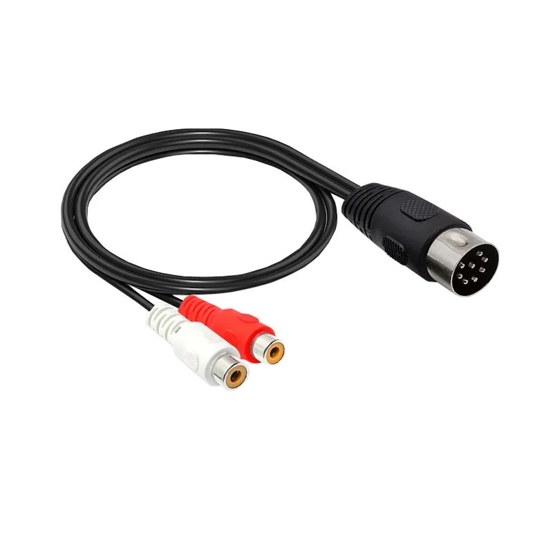 Midi Din 5 7 8 Pin Cable to Double Lotus 2RCA Jack Power Amplifier Audio Equipment Adapter For Stereo Home Theater
