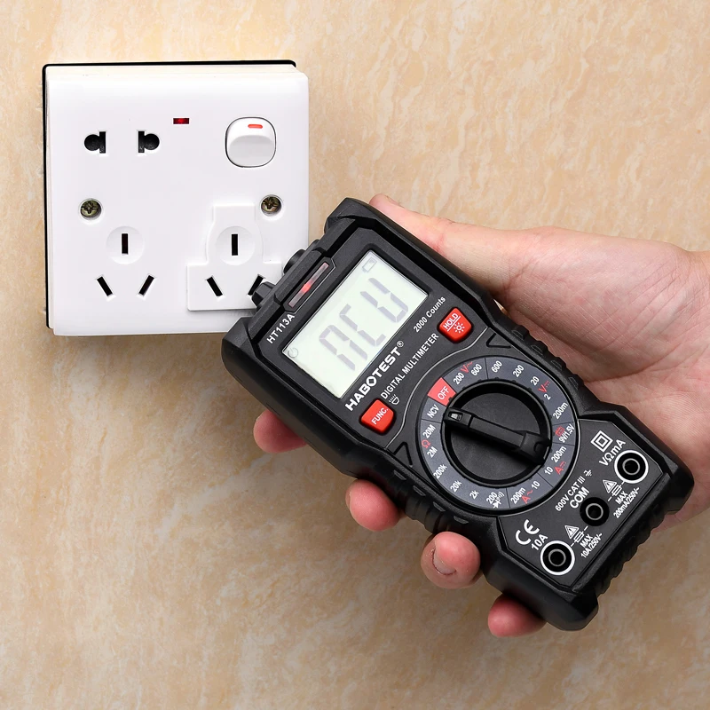 HABOTEST Digital Multimeters DC Amp Ohm HT113 Battery Tester 1.5V 9V Portable AC Voltmeter 2000 Counts High Precision