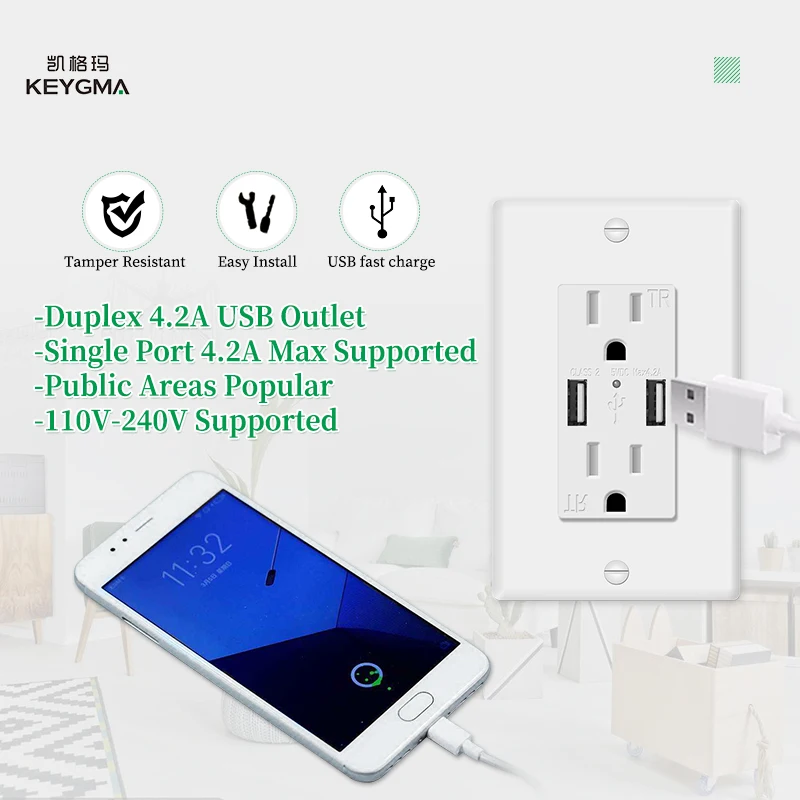 KGMSmart двойной адаптер вилка настенная розетка с USB