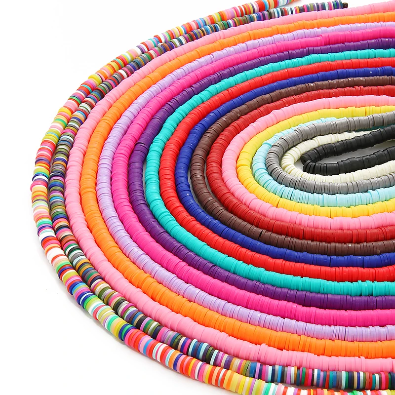  350Pcs 6mm Flat Round Color Polymer Clay Beads Slices for Girls Bracelet Making Diy Necklace&Earrings Accessories