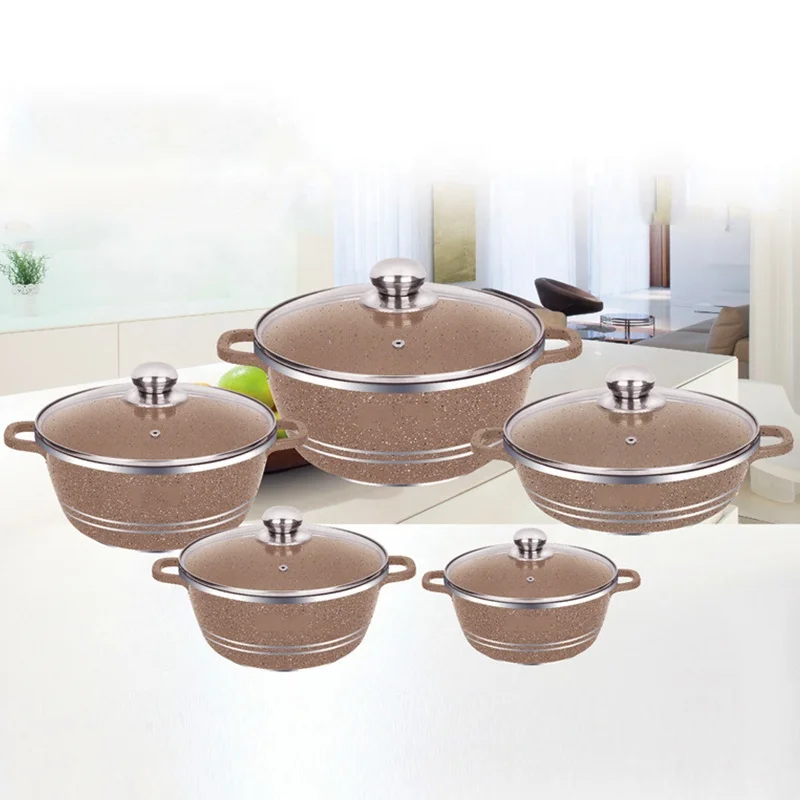 New Arrival 10 Pieces Cookingware Set Cooking Pot Kitchen Ware Cookwar Cook Pot Aluminum Cookware Set