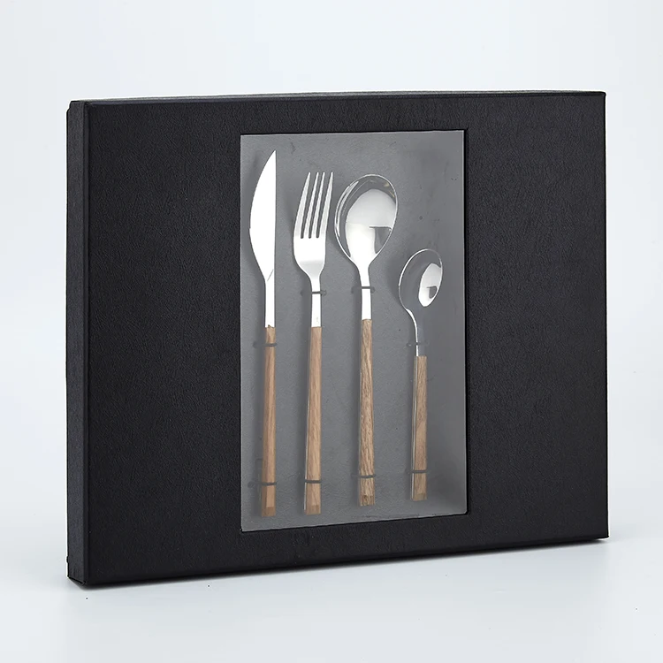 Hot selling  24 pcs stainless steel wedding plastic handle flatware set
