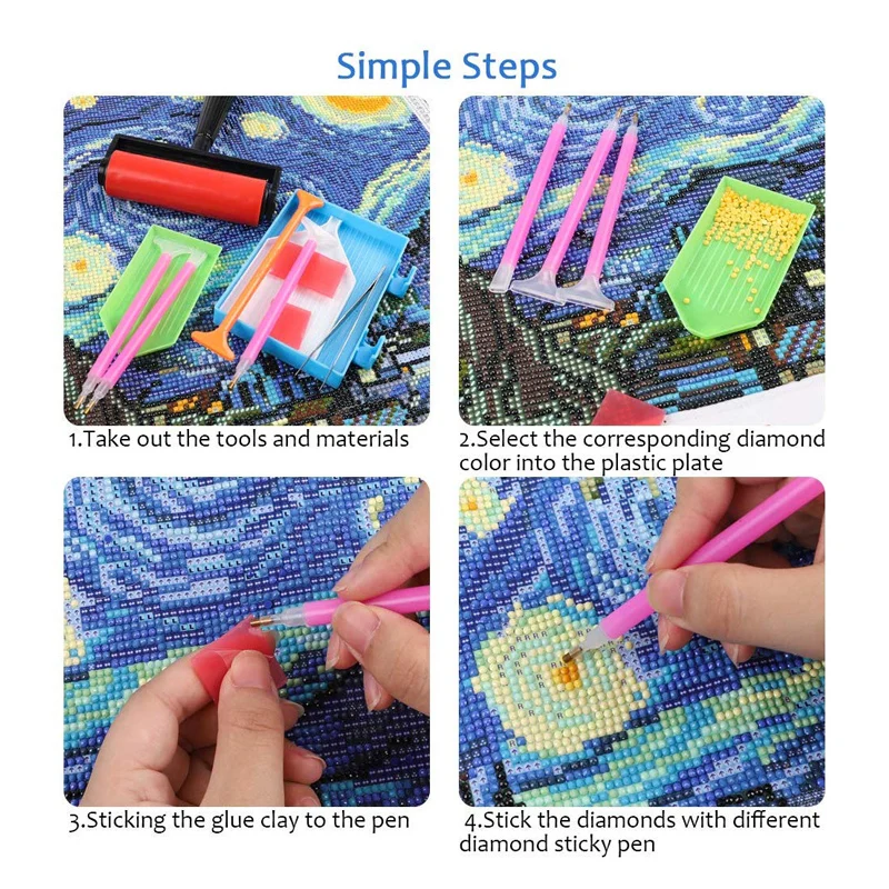 VANCY ARTS High Quality USB Charge Light Pad Diamond Painting Kits Tools And Accessories Kit For Adults And Kids